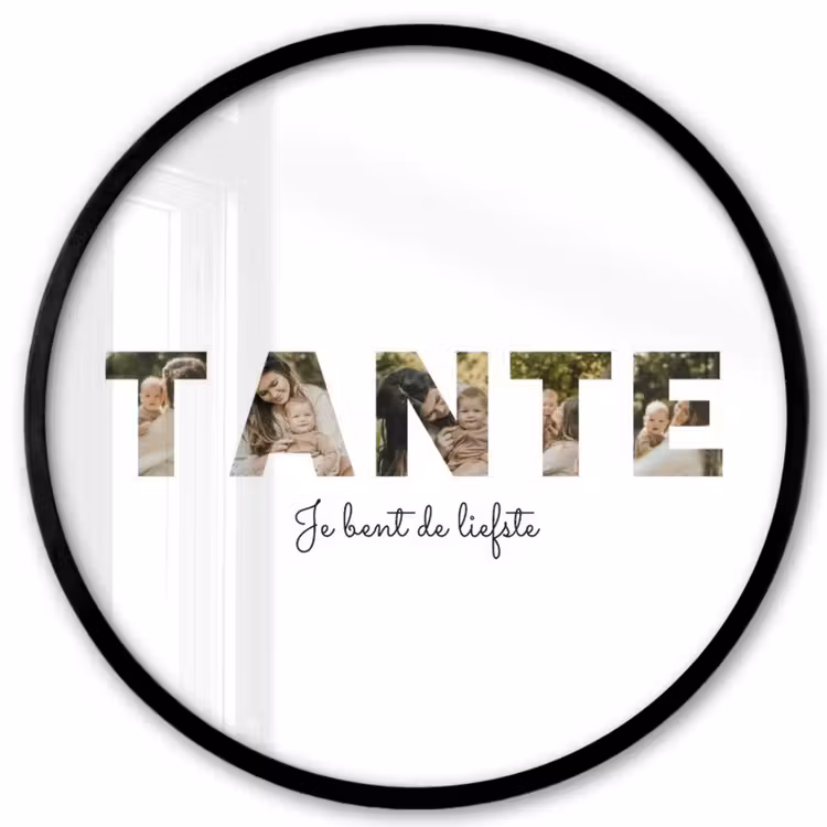 Gepersonaliseerde ronde fotolijst - Tante - Lettercollage — 1