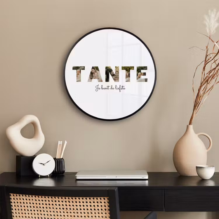 Gepersonaliseerde ronde fotolijst - Tante - Lettercollage — 3