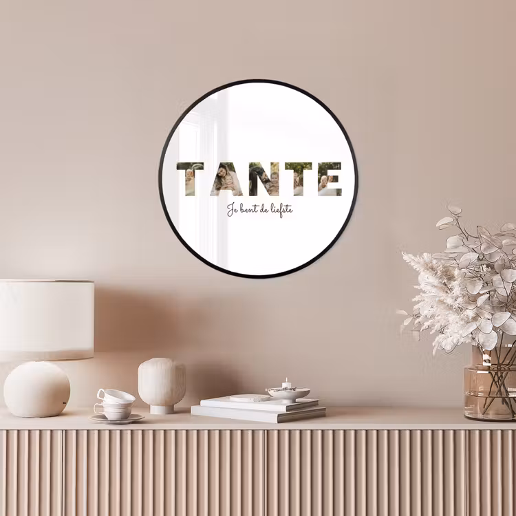 Gepersonaliseerde ronde fotolijst - Tante - Lettercollage — 5
