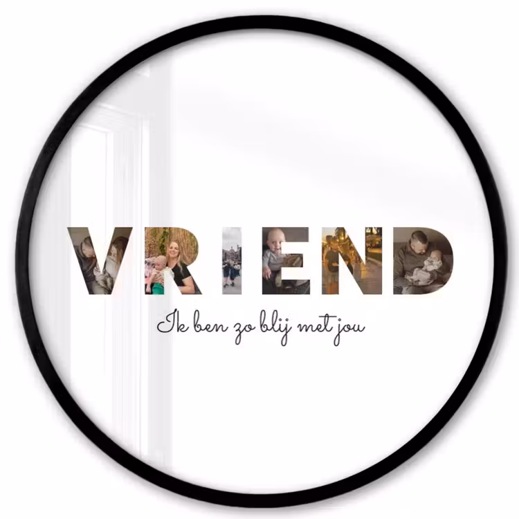 Gepersonaliseerde ronde fotolijst - Vriend - Lettercollage — 1