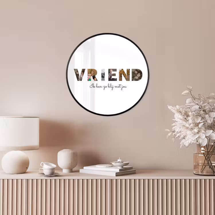 Gepersonaliseerde ronde fotolijst - Vriend - Lettercollage — 5
