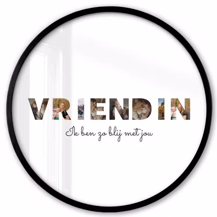 Gepersonaliseerde ronde fotolijst - Vriendin - Lettercollage — 1