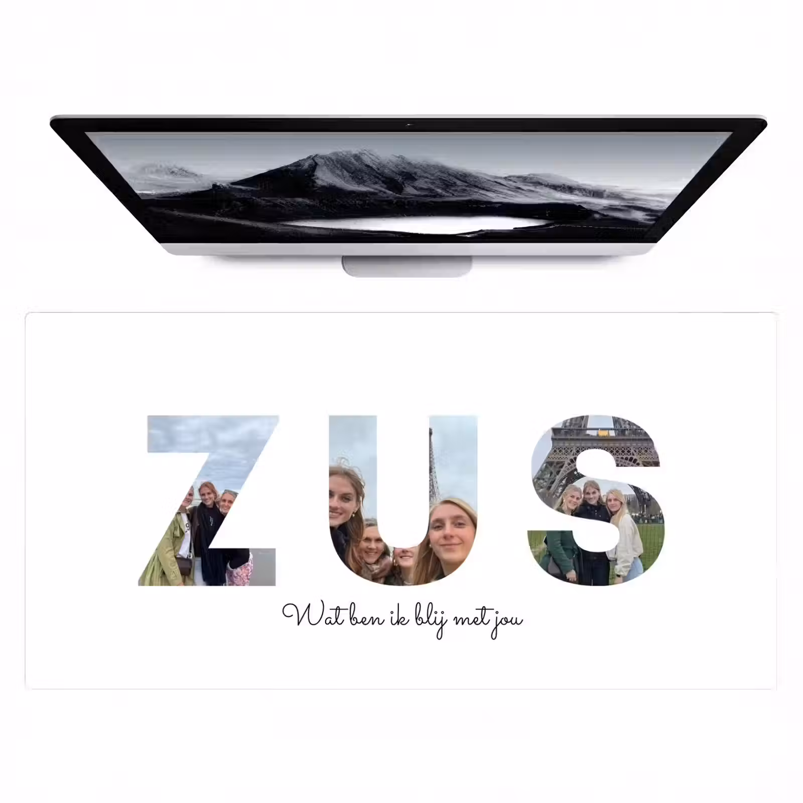 Gepersonaliseerde bureau onderlegger - Zus - Lettercollage — 1