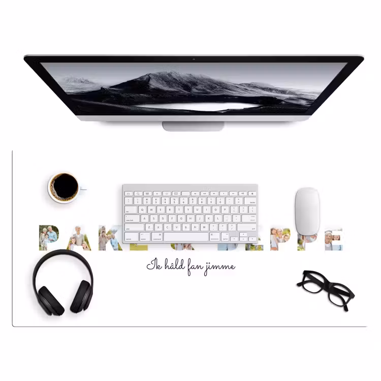 Gepersonaliseerde bureau onderlegger - Pake & Beppe - Lettercollage — 4