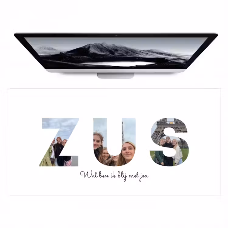 Gepersonaliseerde bureau onderlegger - Zus - Lettercollage — 1