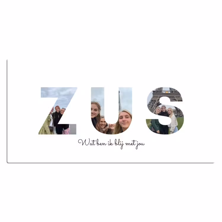 Gepersonaliseerde bureau onderlegger - Zus - Lettercollage — 2