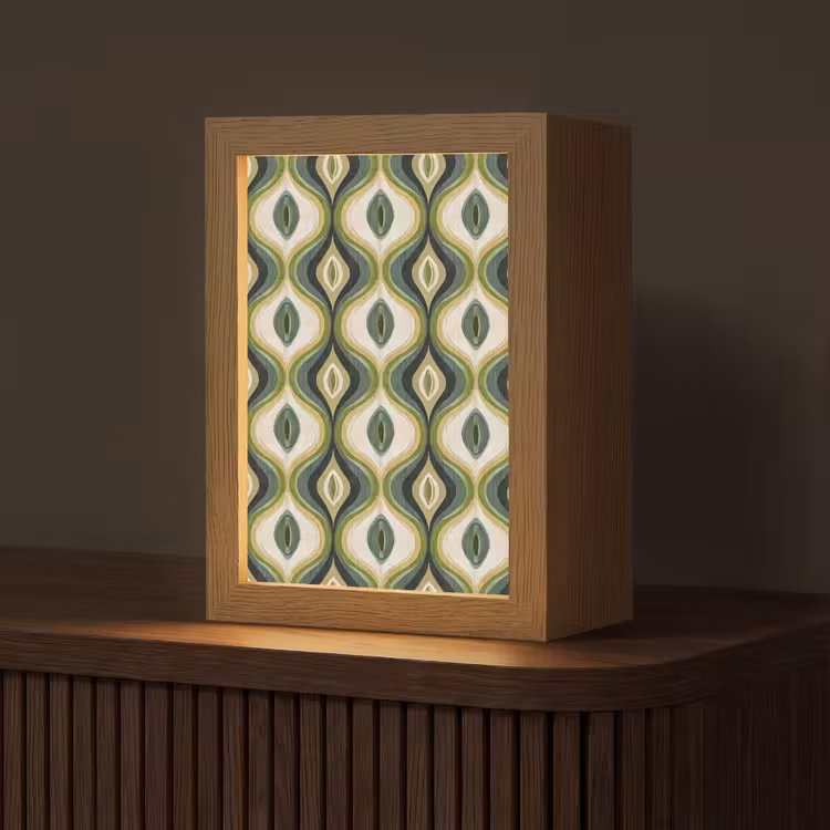 Tafellamp - Retro Golvend Patroon Groen