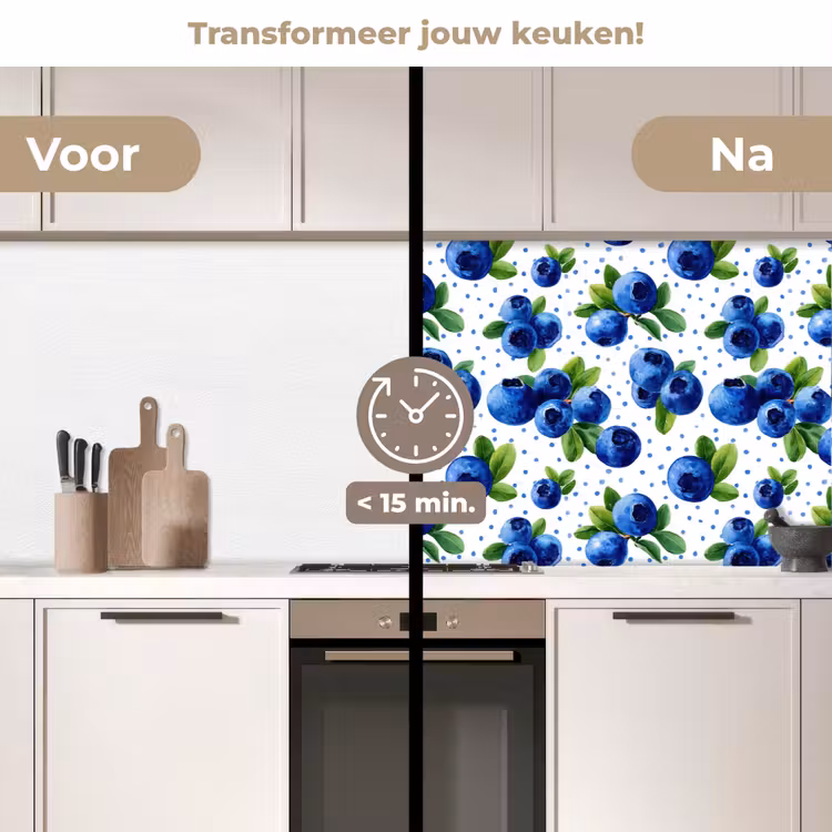 Spatscherm keuken - Bessen - Patroon - Blauw — 2