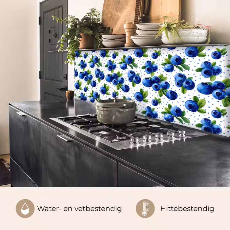 Spatscherm keuken - Bessen - Patroon - Blauw — 3
