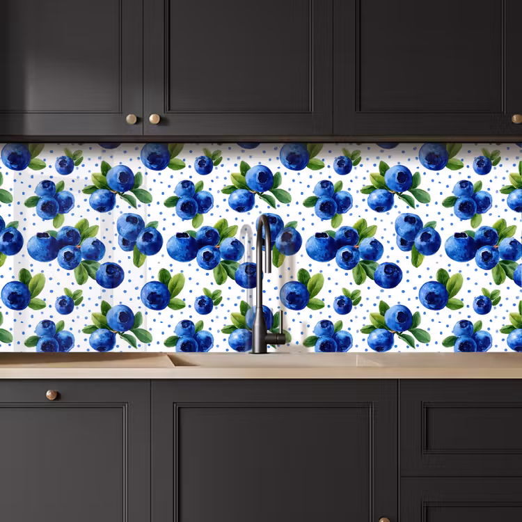 Spatscherm keuken - Bessen - Patroon - Blauw — 6