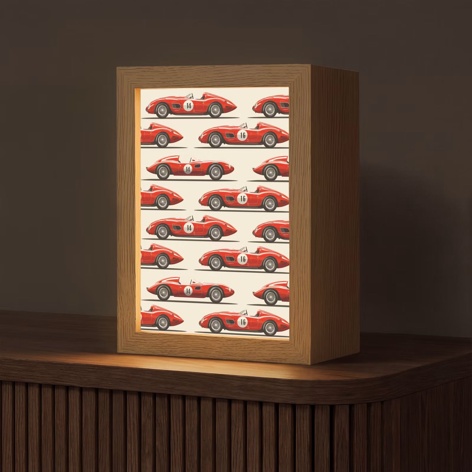 Tafellamp - Rode Vintage Raceauto's Patroon — 1