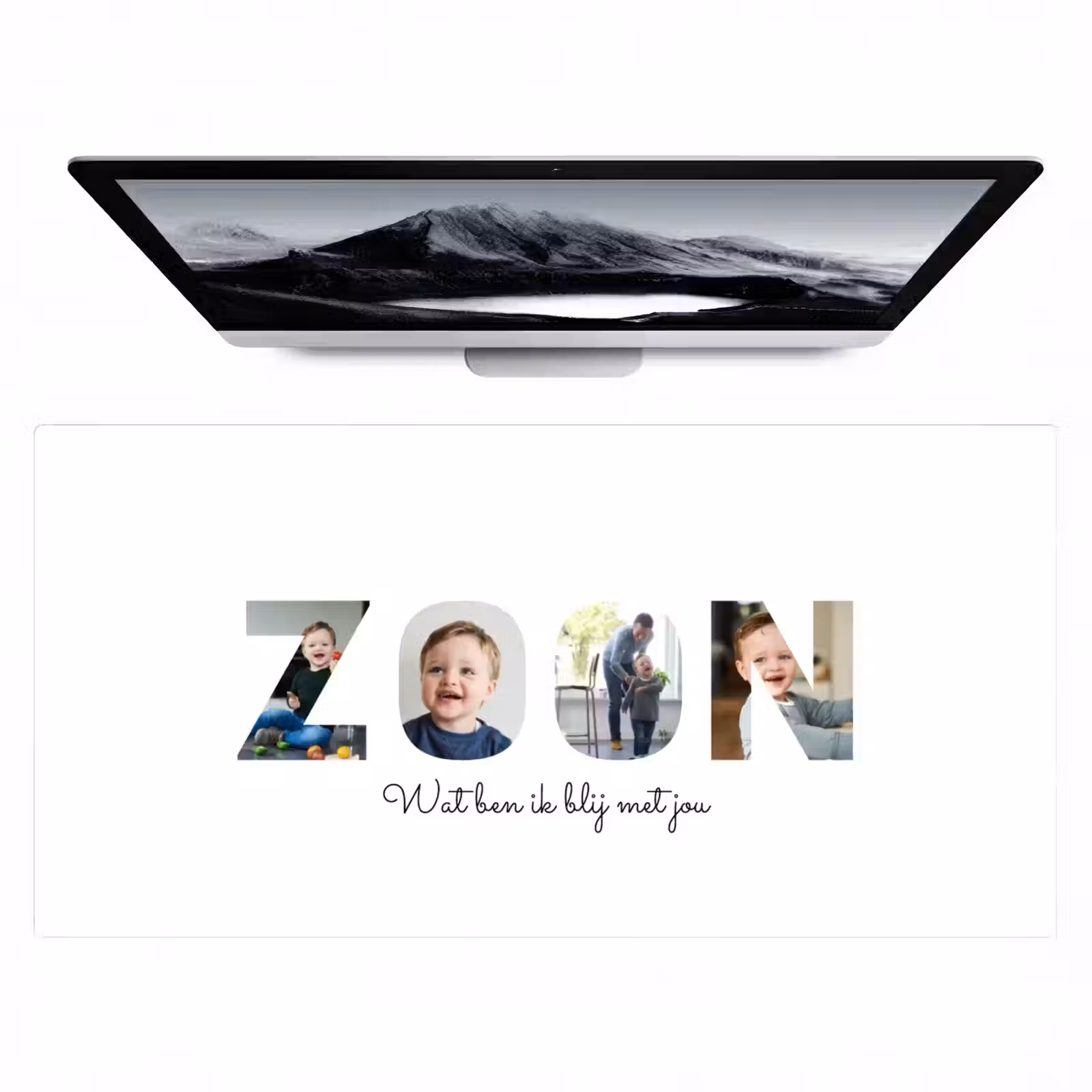 Gepersonaliseerde bureau onderlegger - Zoon - Lettercollage — 1