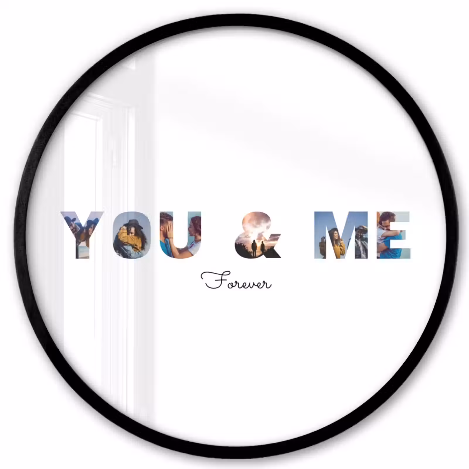 Gepersonaliseerde ronde fotolijst - You & Me - Lettercollage — 1