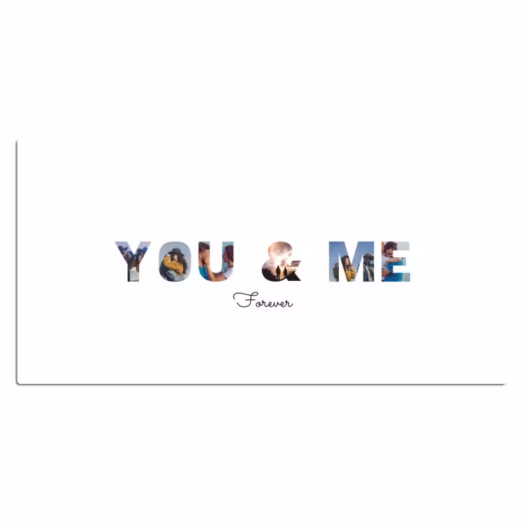 Gepersonaliseerde bureau onderlegger - You & Me - Lettercollage — 2