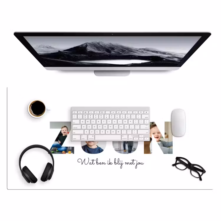 Gepersonaliseerde bureau onderlegger - Zoon - Lettercollage — 4