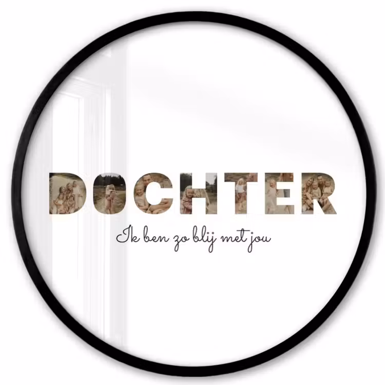 Gepersonaliseerde ronde fotolijst - Dochter - Lettercollage — 1