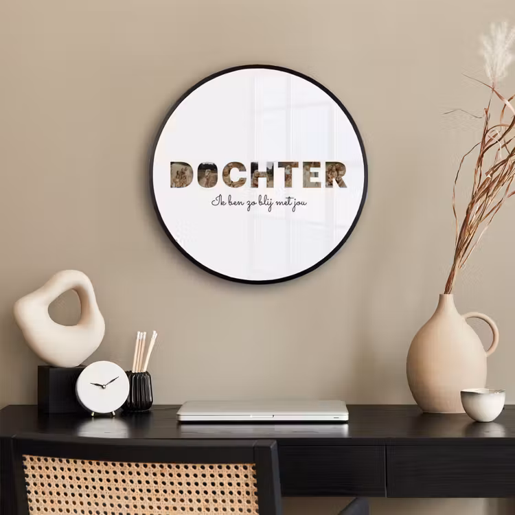 Gepersonaliseerde ronde fotolijst - Dochter - Lettercollage — 3