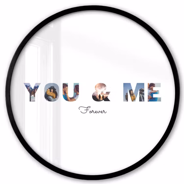 Gepersonaliseerde ronde fotolijst - You & Me - Lettercollage — 1