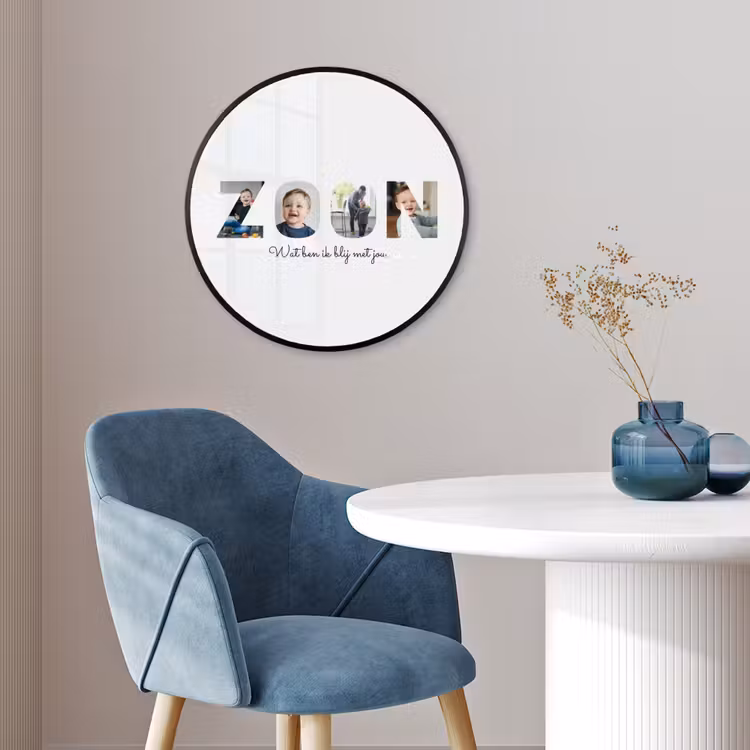 Gepersonaliseerde ronde fotolijst - Zoon - Lettercollage — 4