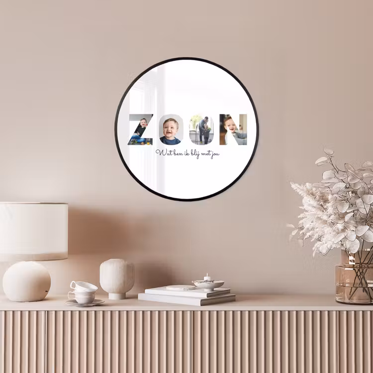 Gepersonaliseerde ronde fotolijst - Zoon - Lettercollage — 5