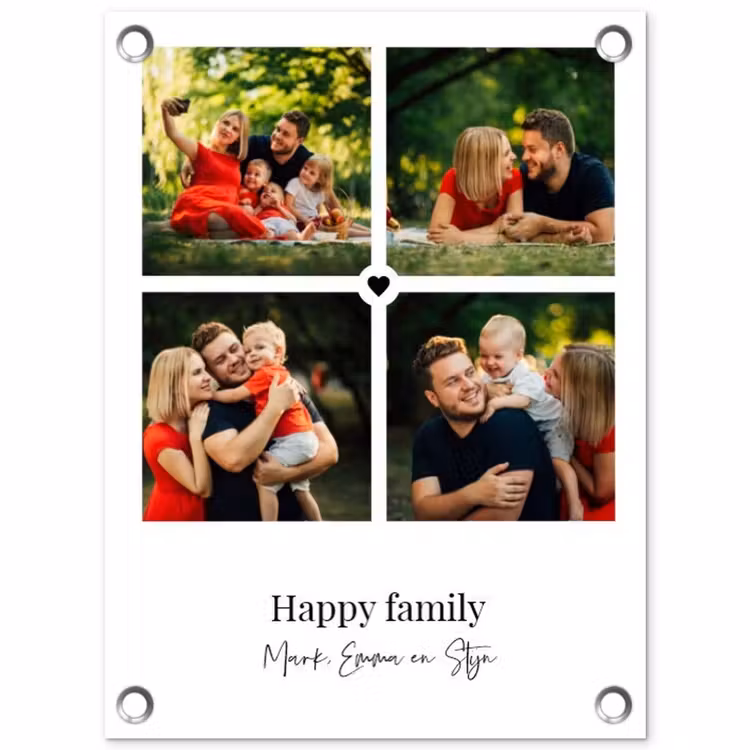 Gepersonaliseerde tuinposter - Happy Family - Collage - 4 Foto's — 1