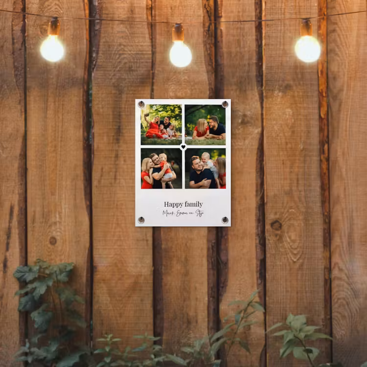 Gepersonaliseerde tuinposter - Happy Family - Collage - 4 Foto's — 2