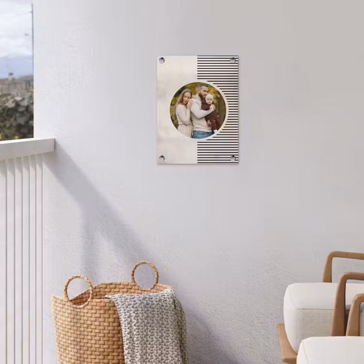 Gepersonaliseerde tuinposter - Ronde foto met modern lijnpatroon — 3