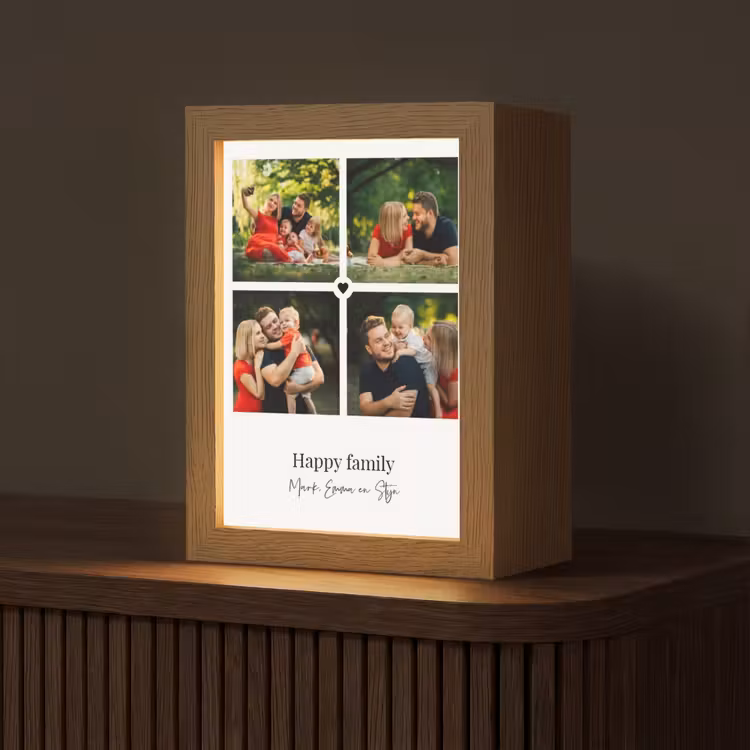 Gepersonaliseerde Lightbox - Happy Family - Collage - 4 Foto's — 1