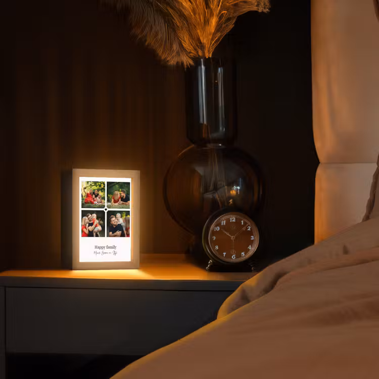 Gepersonaliseerde Lightbox - Happy Family - Collage - 4 Foto's — 2