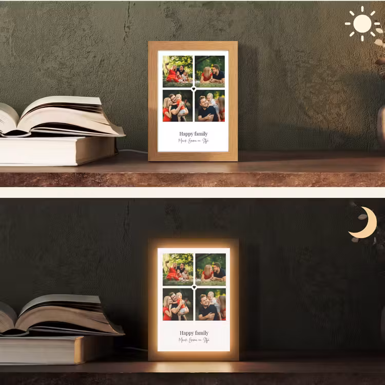 Gepersonaliseerde Lightbox - Happy Family - Collage - 4 Foto's — 5