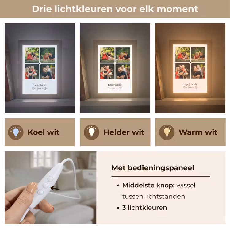 Gepersonaliseerde Lightbox - Happy Family - Collage - 4 Foto's — 6
