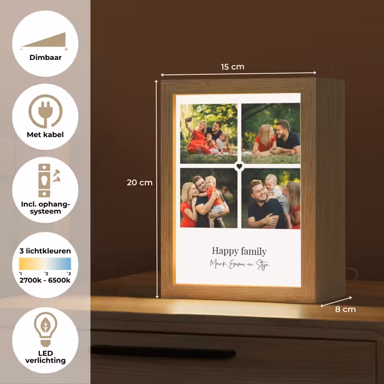 Gepersonaliseerde Lightbox - Happy Family - Collage - 4 Foto's — 7