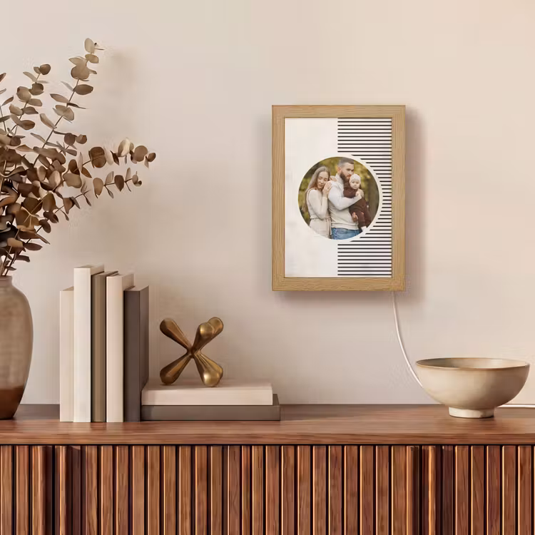 Gepersonaliseerde Lightbox - Ronde foto met modern lijnpatroon — 4