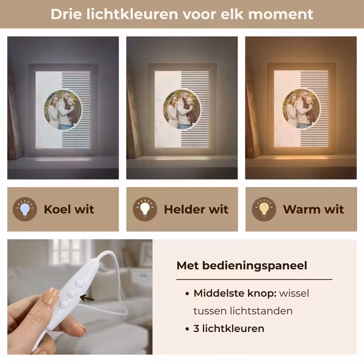 Gepersonaliseerde Lightbox - Ronde foto met modern lijnpatroon — 6