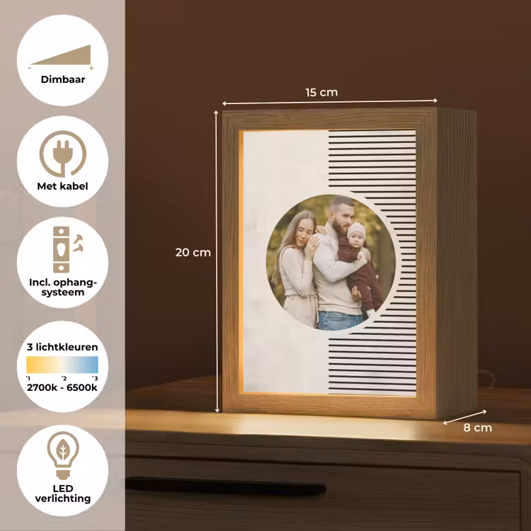 Gepersonaliseerde Lightbox - Ronde foto met modern lijnpatroon — 7