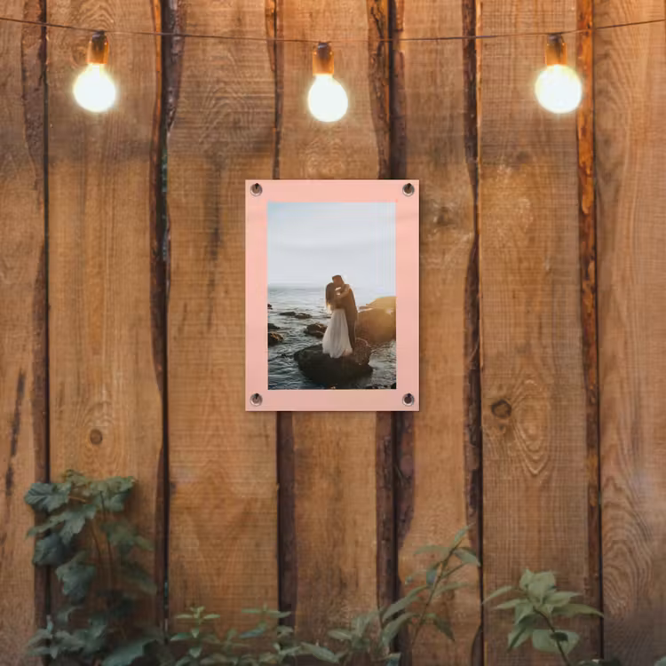 Gepersonaliseerde tuinposter - Foto met roze border — 2