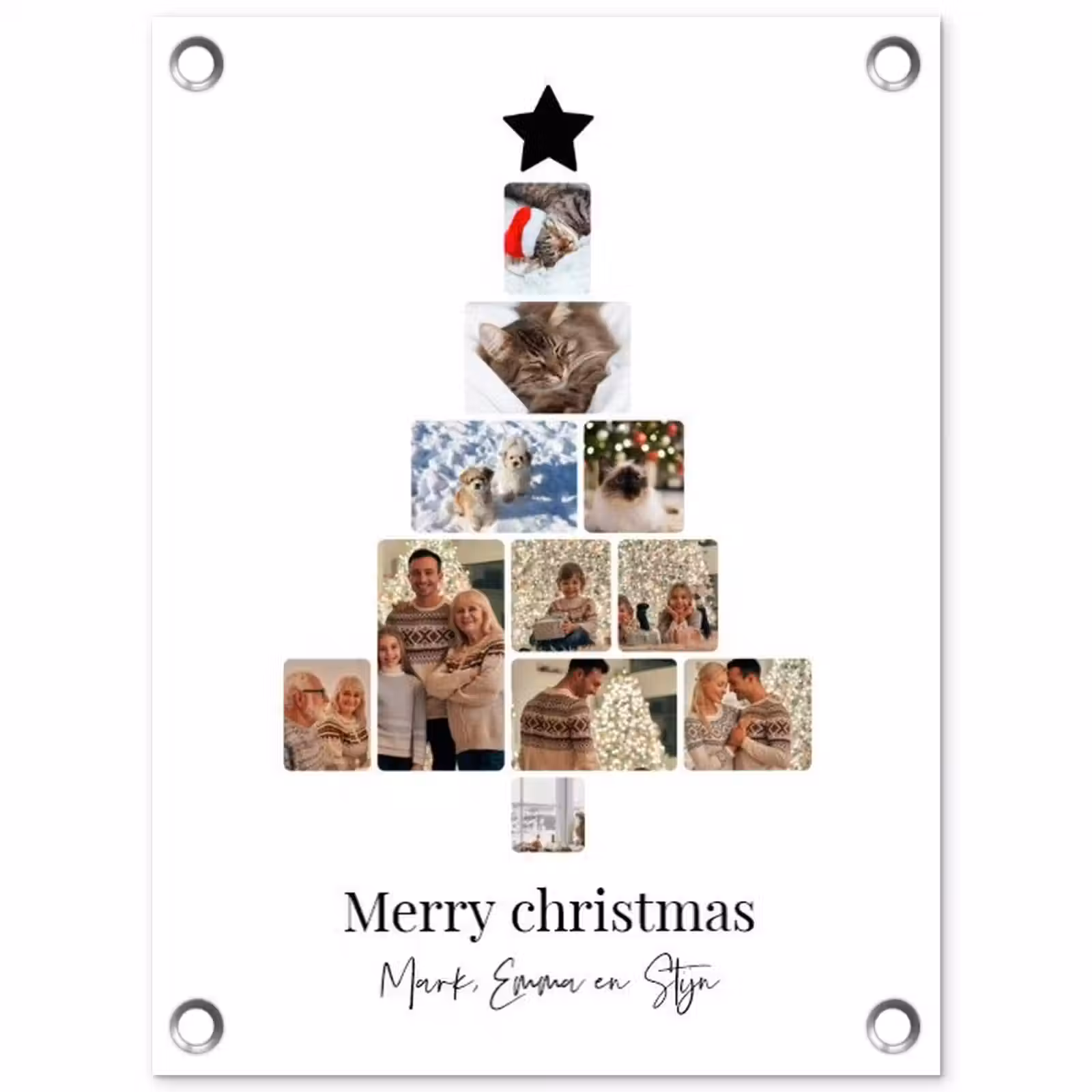 Gepersonaliseerde tuinposter - Merry Christmas - Collage — 1