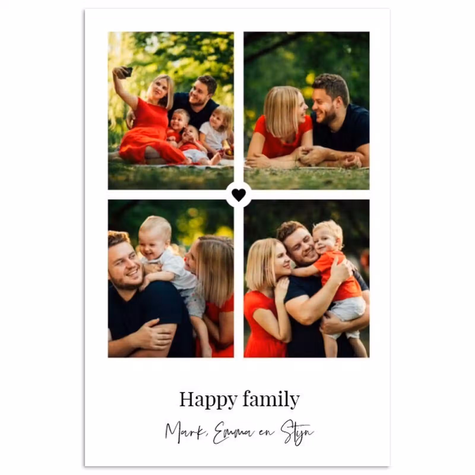 Gepersonaliseerde poster - Happy Family - Collage - 4 Foto's — 1