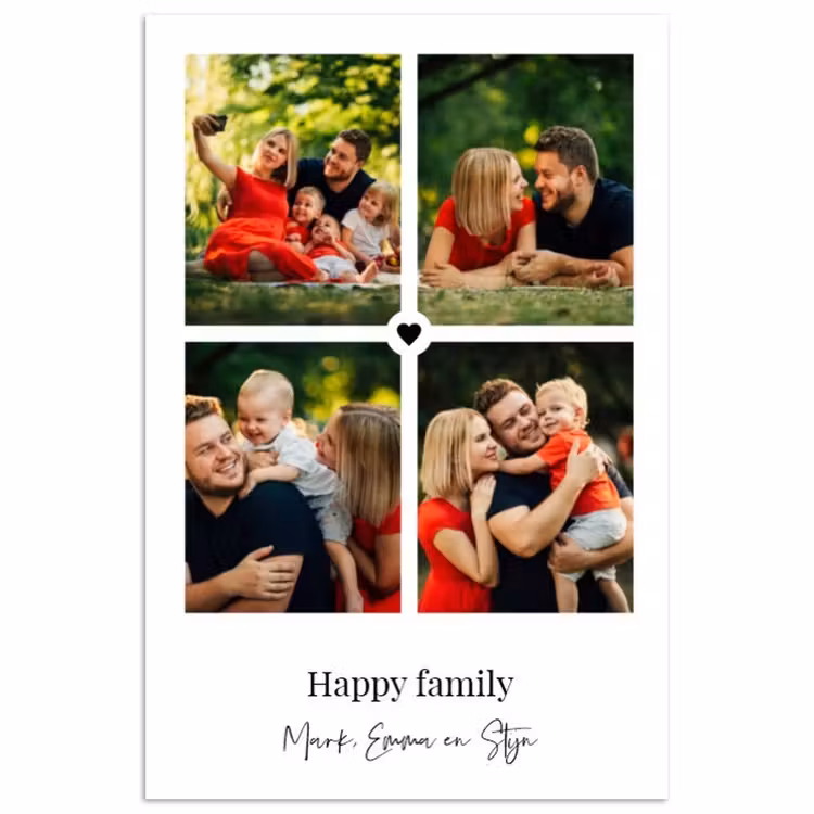 Gepersonaliseerde poster - Happy Family - Collage - 4 Foto's — 1