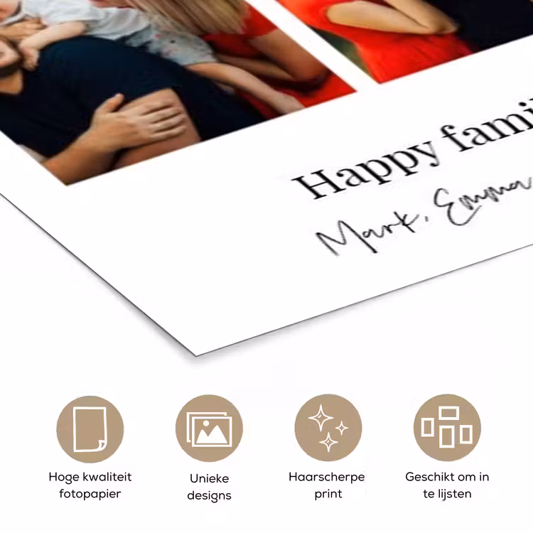 Gepersonaliseerde poster - Happy Family - Collage - 4 Foto's — 5