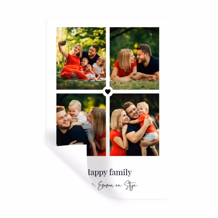 Gepersonaliseerde muursticker - Happy Family - Collage - 4 Foto's — 1
