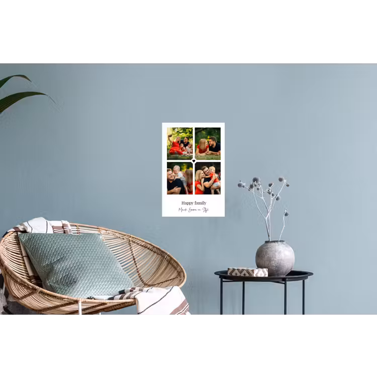 Gepersonaliseerde muursticker - Happy Family - Collage - 4 Foto's — 4