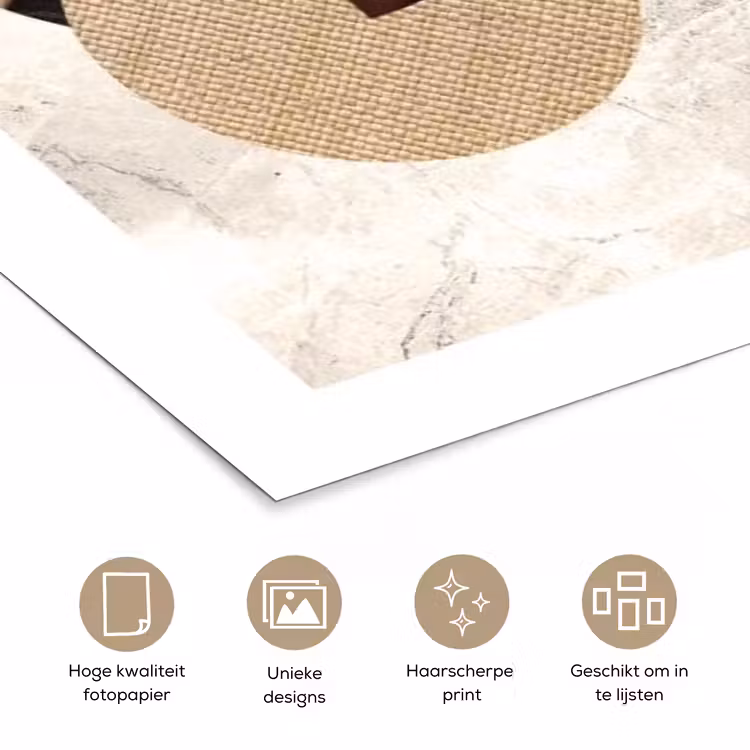 Gepersonaliseerde poster - Ronde fotocollage met beige textuur en marmeren achtergrond — 5