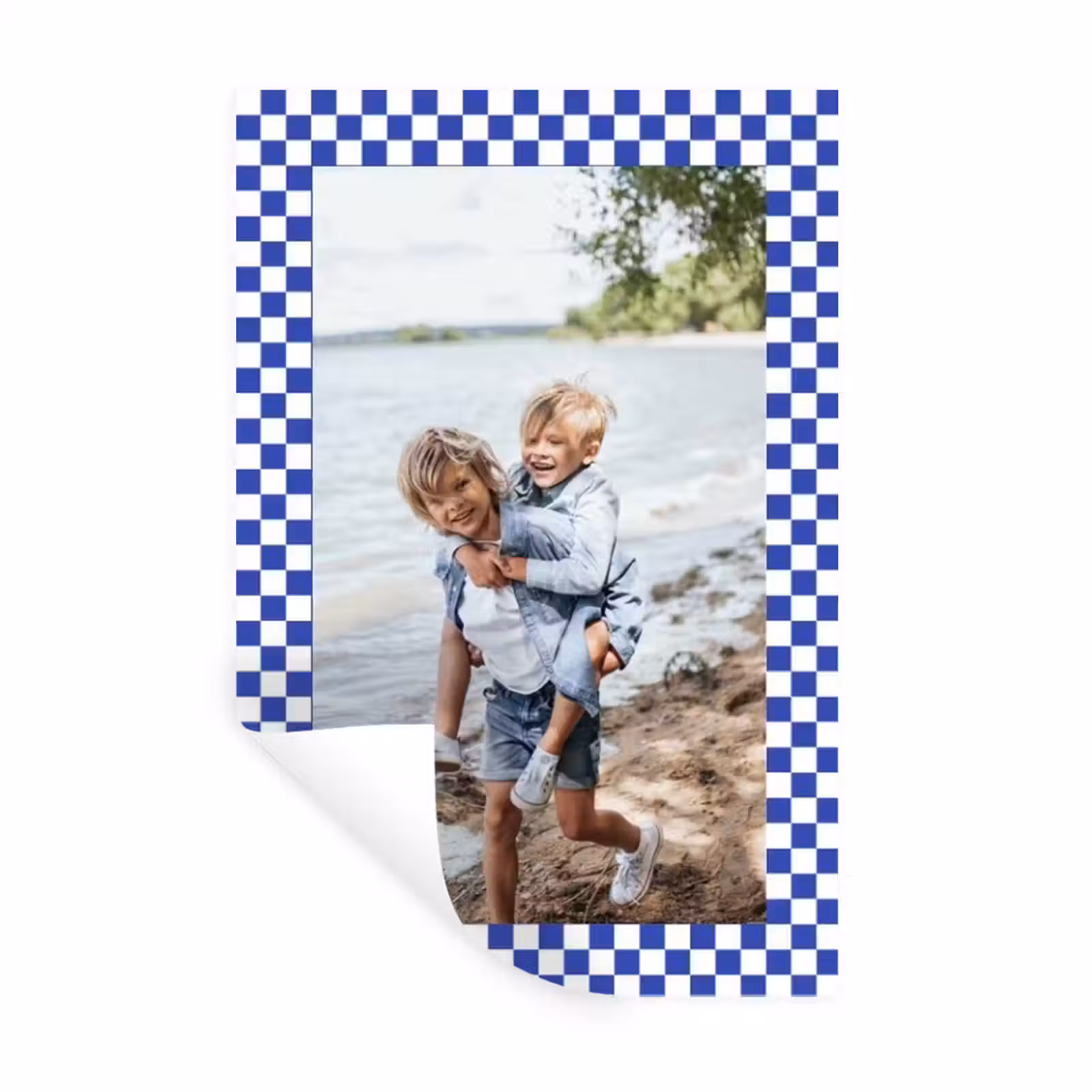 Gepersonaliseerde muursticker - Geruite border — 1