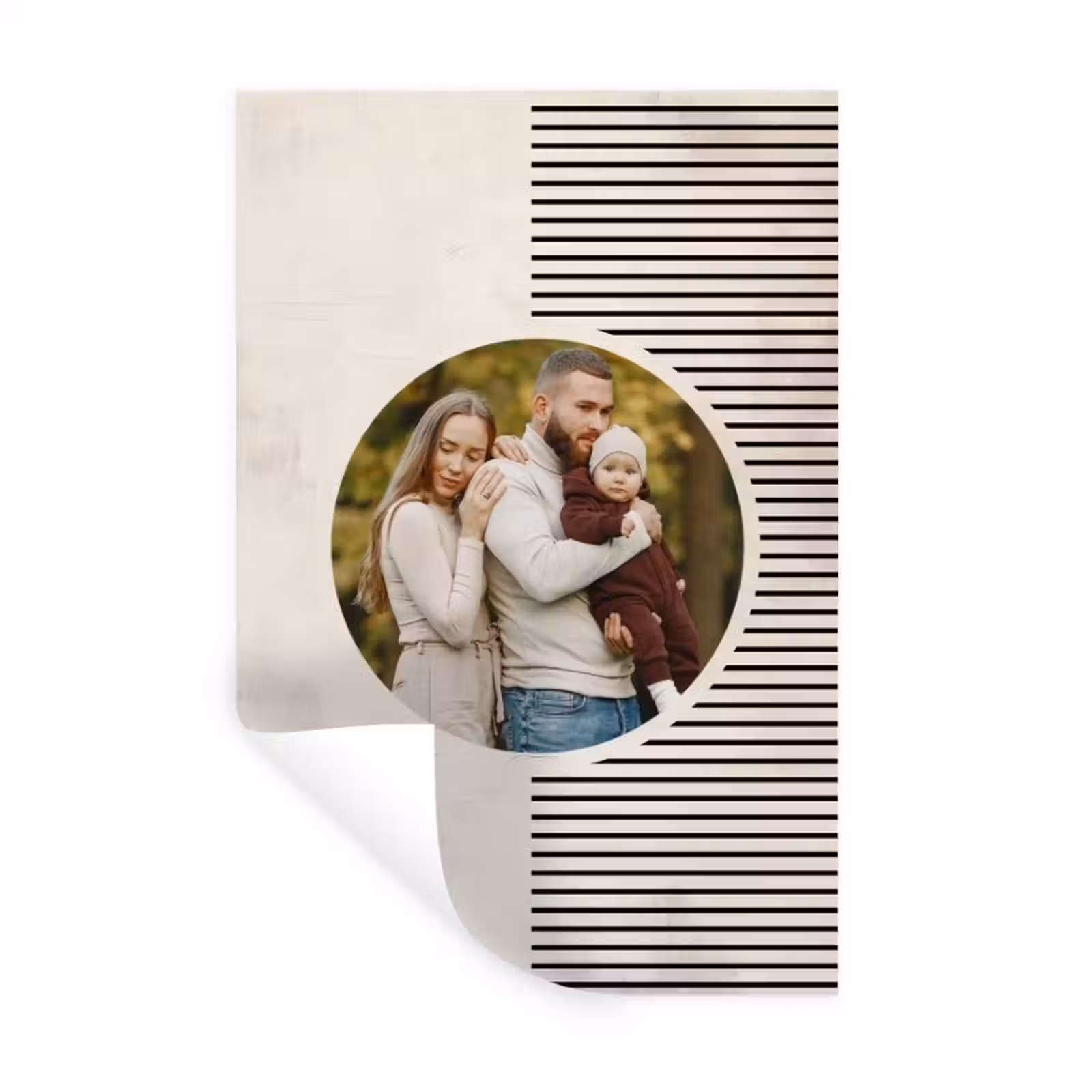 Gepersonaliseerde muursticker - Ronde foto met modern lijnpatroon — 1