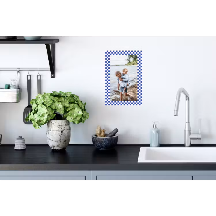 Gepersonaliseerde muursticker - Geruite border — 2