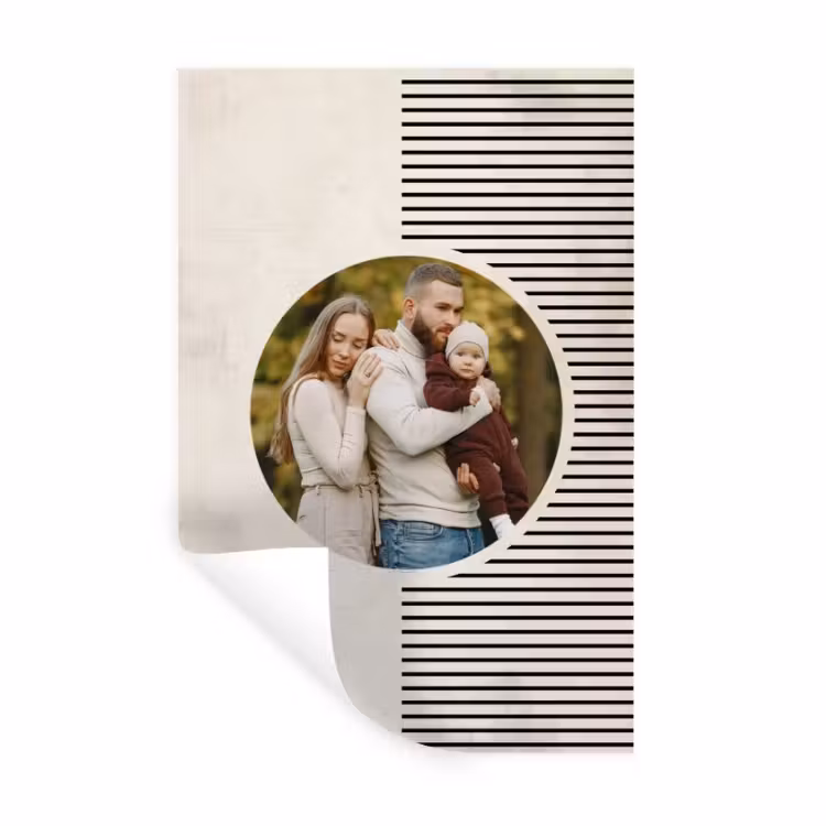 Gepersonaliseerde muursticker - Ronde foto met modern lijnpatroon — 1