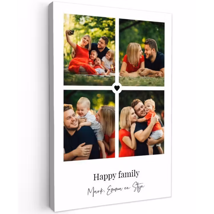 Gepersonaliseerd buiten canvas - Happy Family - Collage - 4 Foto's — 1