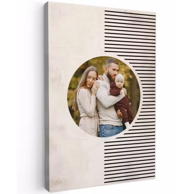 Gepersonaliseerd buiten canvas - Ronde foto met modern lijnpatroon — 1