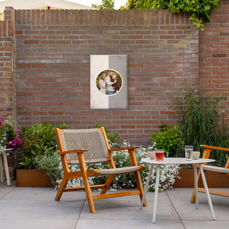 Gepersonaliseerd buiten canvas - Ronde foto met modern lijnpatroon — 2